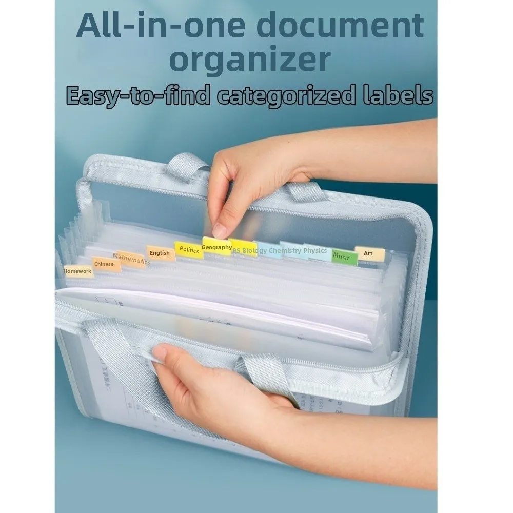 

Transparent 13-Compartment File Organizer Folder Large Capacity Durable Document Storage Bag Multifunctional Portable