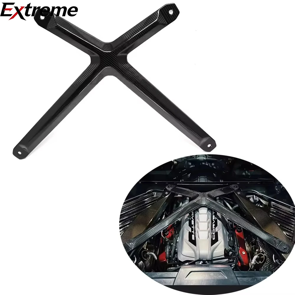 

High Quality Dry Carbon Fiber X Brace Strips Car Engine Hood X Strut Carbon Fiber for Corvette C8 Z51 Z06 Z07