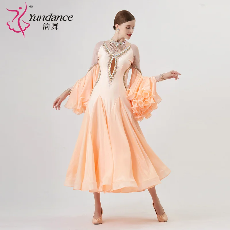 

B-22268 Новое международное стандартное платье для бальных танцев на заказ, высококачественные жемчужные шелковые платья для бальных танцев на продажу