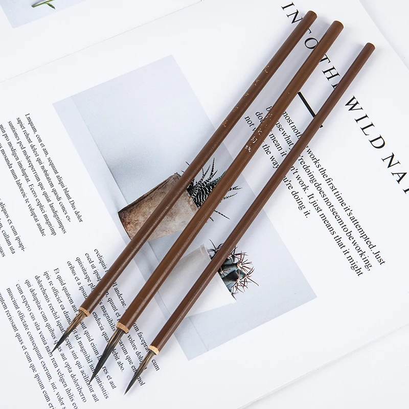 3pcs Weasel Hair Hook Line Fine Paint Brush Calligraphy Brush Pen Art Stationary