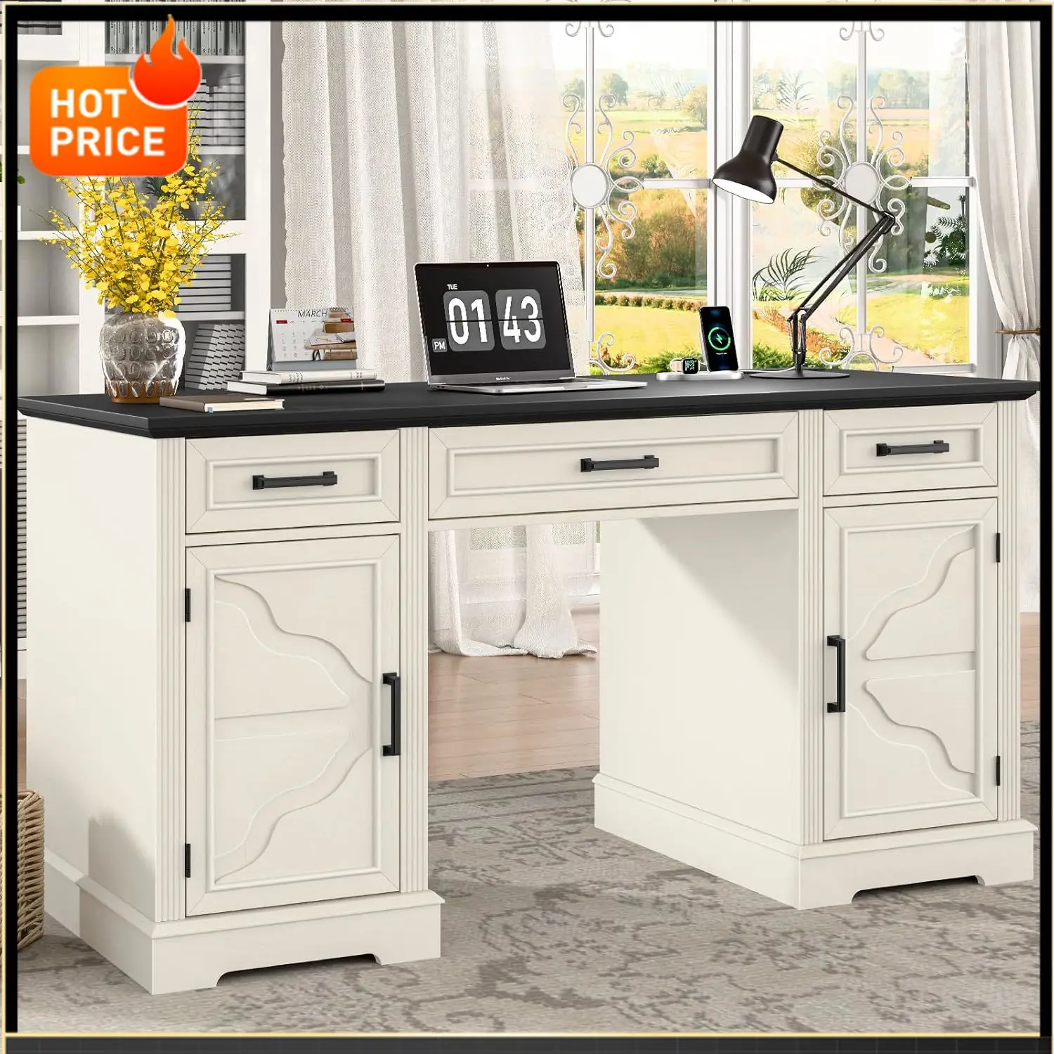 

BestsellerBestsellerComputer Desk with File Drawer,Rustic Executive Desk with Drawers Wood Office Desk with Ample Storage Drawer