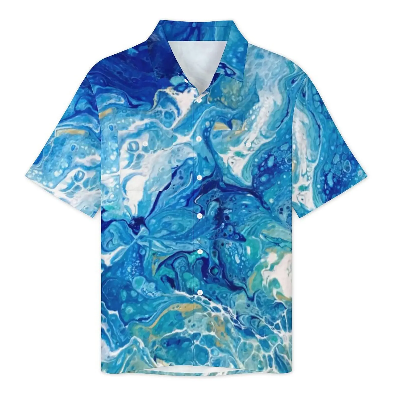 Beach Print Beach Shirt Seaside Abstract Art Hawaiian Casual Shirts Men Trendy Blouses Short-Sleeved Harajuku Design Clothes