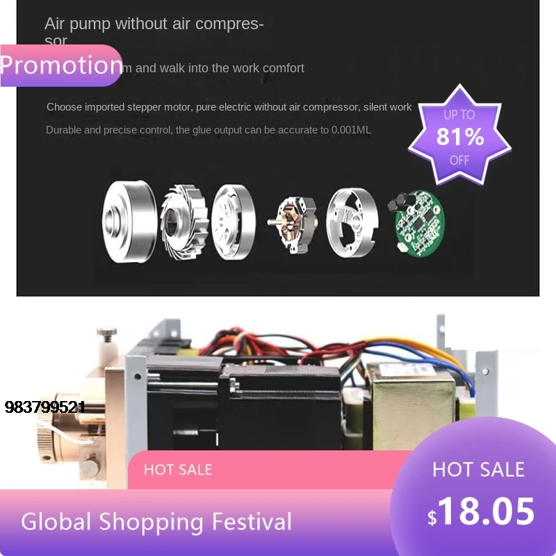 

1842Useful Segmented Digital Display Dispenser 220V/10W Automatic Peristaltic Glue Applicator Water Instant Dry