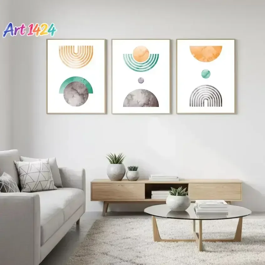 Nordic Morandi Geometric Abstract Boho Sun Rainbow Wall Art Canvas Prints Poster Picture Home Decor Bedroom Living Room Offic