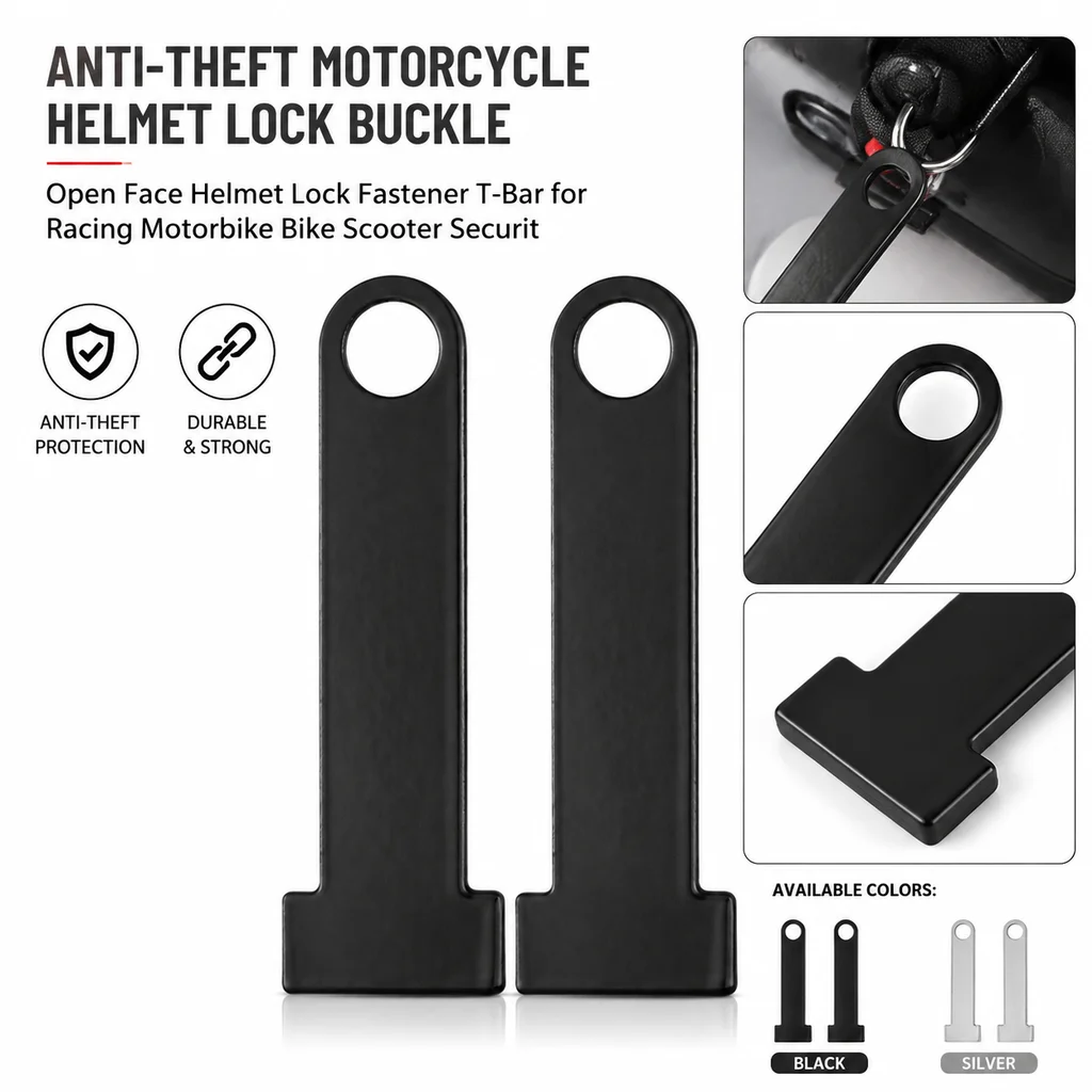 Anti-Theft Motorcycle Helmet Lock Buckle Open Face Helmet Lock Fastener T-Bar for Racing Motorbike Bike Scooter Securit
