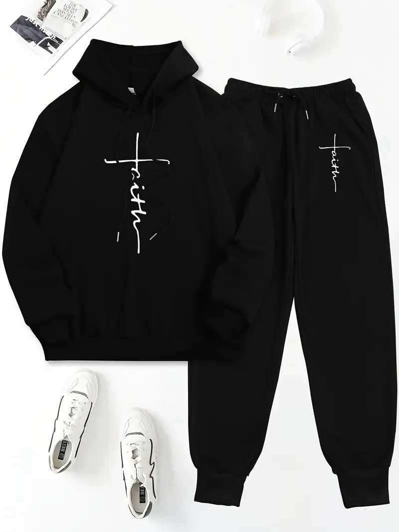 

The new men's hoodie set for Spring and Autumn 2025 is a casual fashionable comfortable and soft 3D letter print