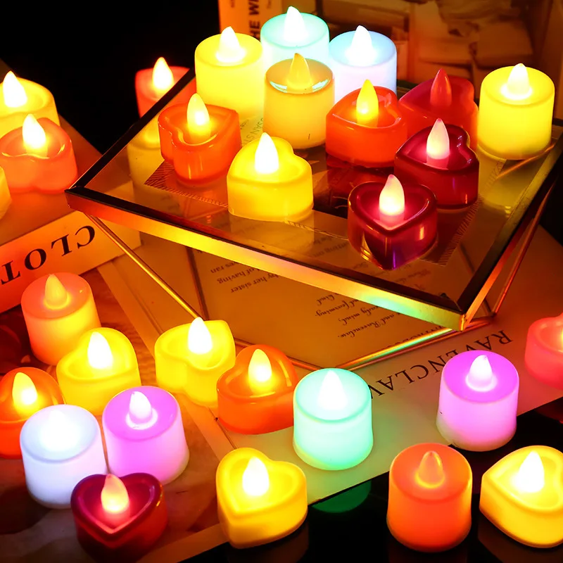 24Pcs/Set Flameless LED Candle Creative wishing Led Tea Light Warm White Flameless Candle Halloween Christmas Decor Candle Ligh