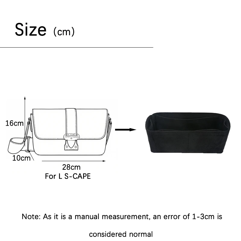 EverToner Felt Insert Liner Organizer with Zipper Pockets For L S-Cape Purse Organizer To Keep Everything Neat Bolsa