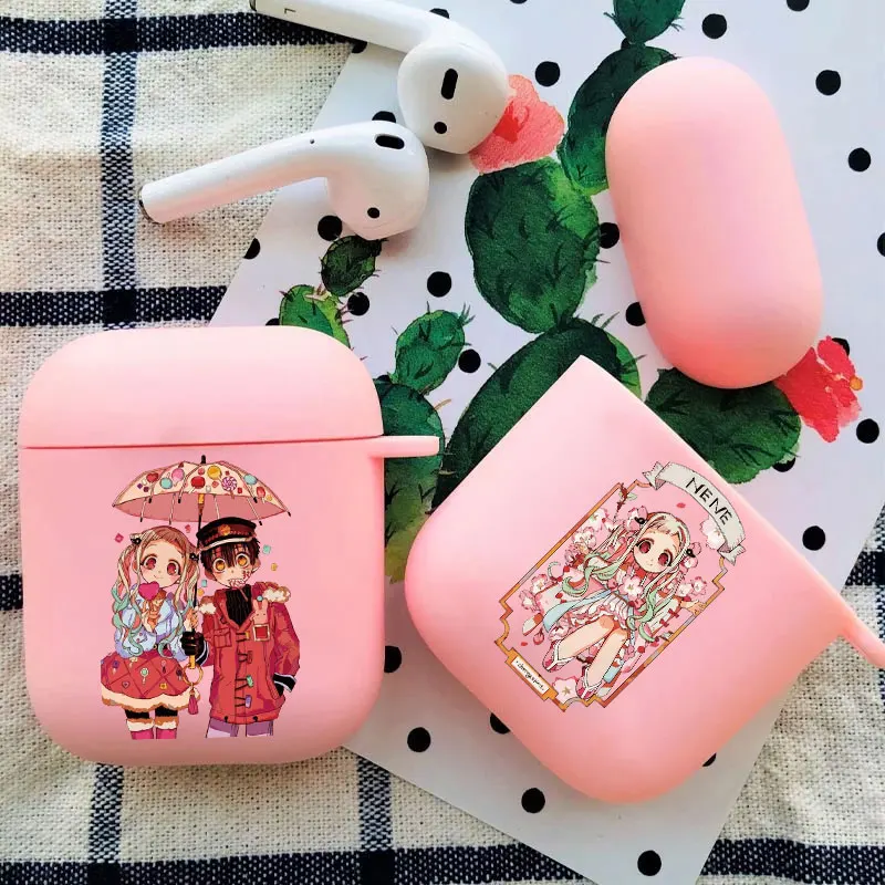 Anime Jibaku Shounen Hanako Kun Toilet-bound Hanako-Kun EarphoneCaseFor AirPods1 2 3 4Pro Pink wireless Bluetooth headphone case