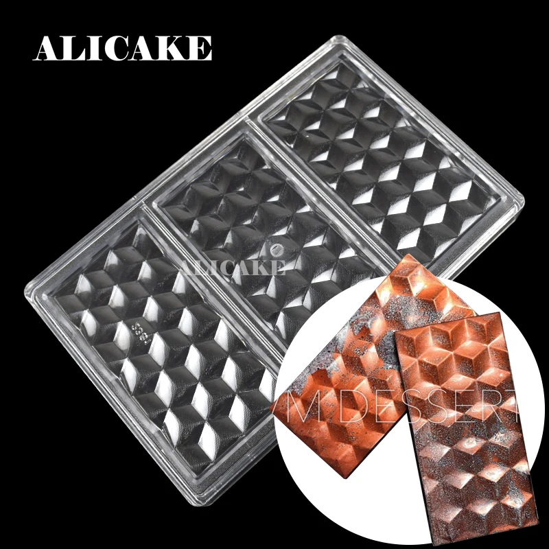 Schokoriegel form Polycarbonat Süßigkeiten Schokoladen formen 3d Würfel Bar Bonbons Süßwaren Küche Backen Gebäck Utensilien Werkzeuge