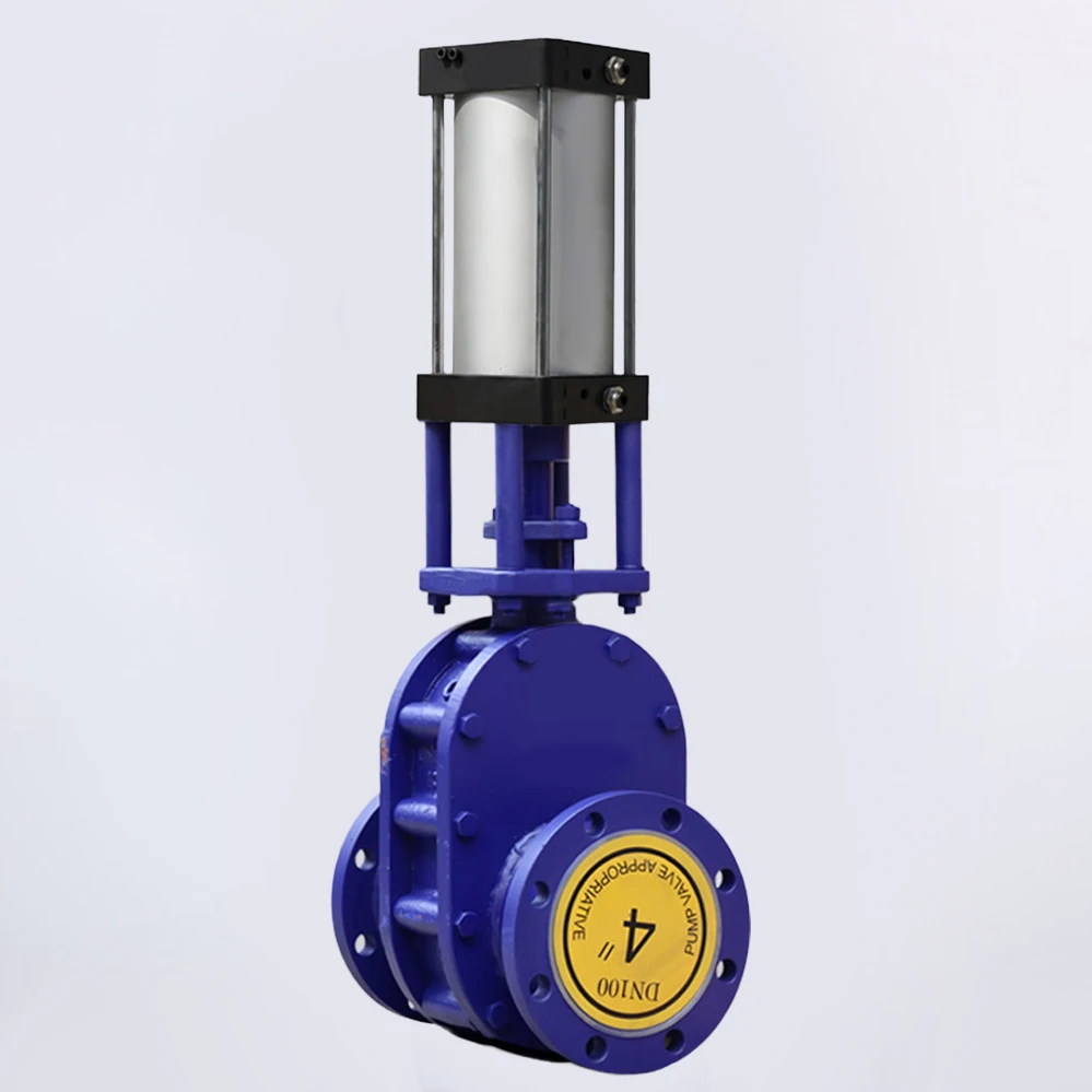 PN10 3 Inch Pneumatic Ceramic Gate Valve WCB SS304 Pneumatic Cylinder Air Control Double Disc Parallel  Flange Gate Valve