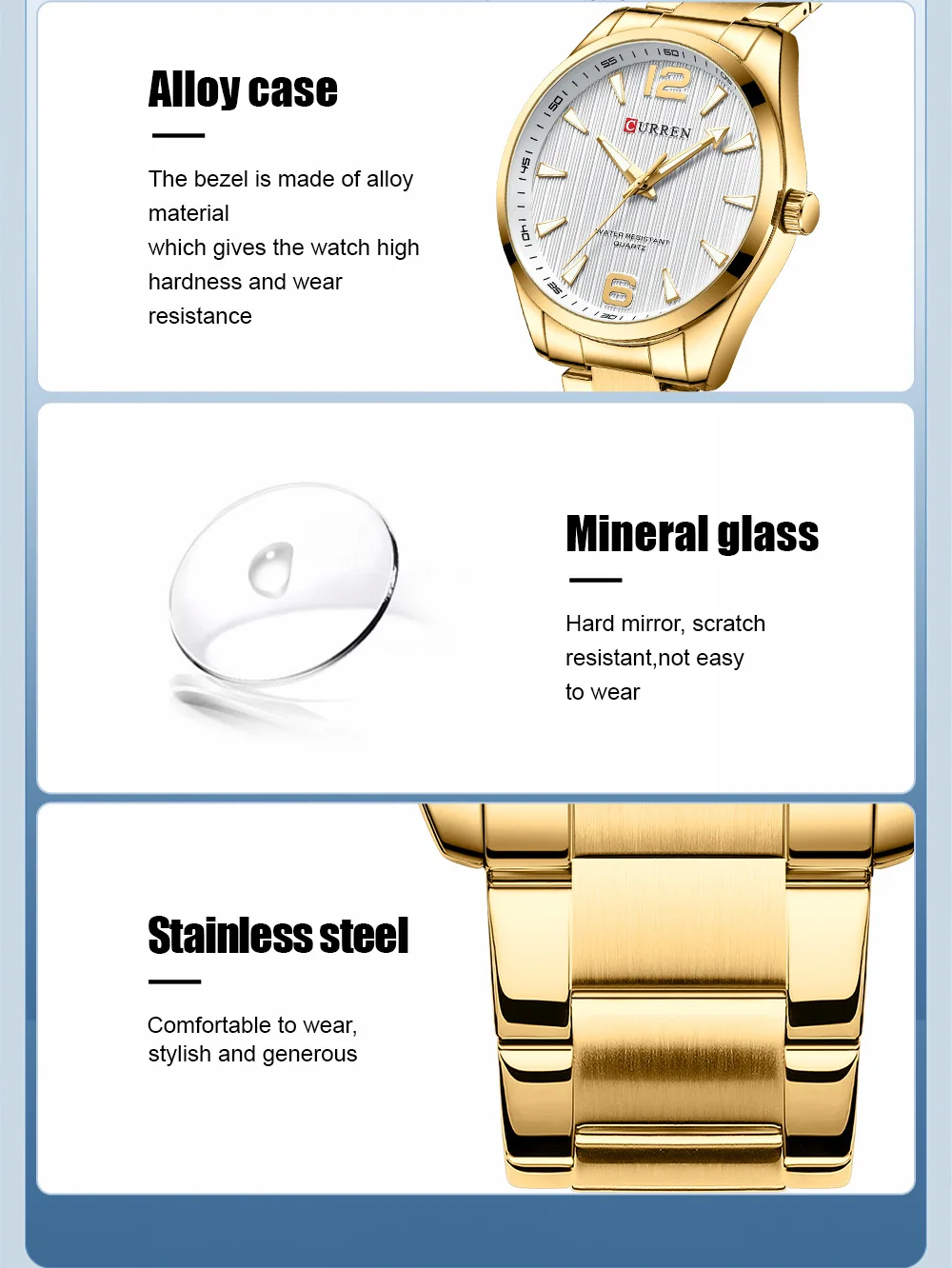 CURREN 8434 Modemarke Herrenuhr Wasserdicht Nachtlicht Elegante Business-Uhr mit Edelstahlarmband Geschenk für Männer Reloj Hombre – Detail 8