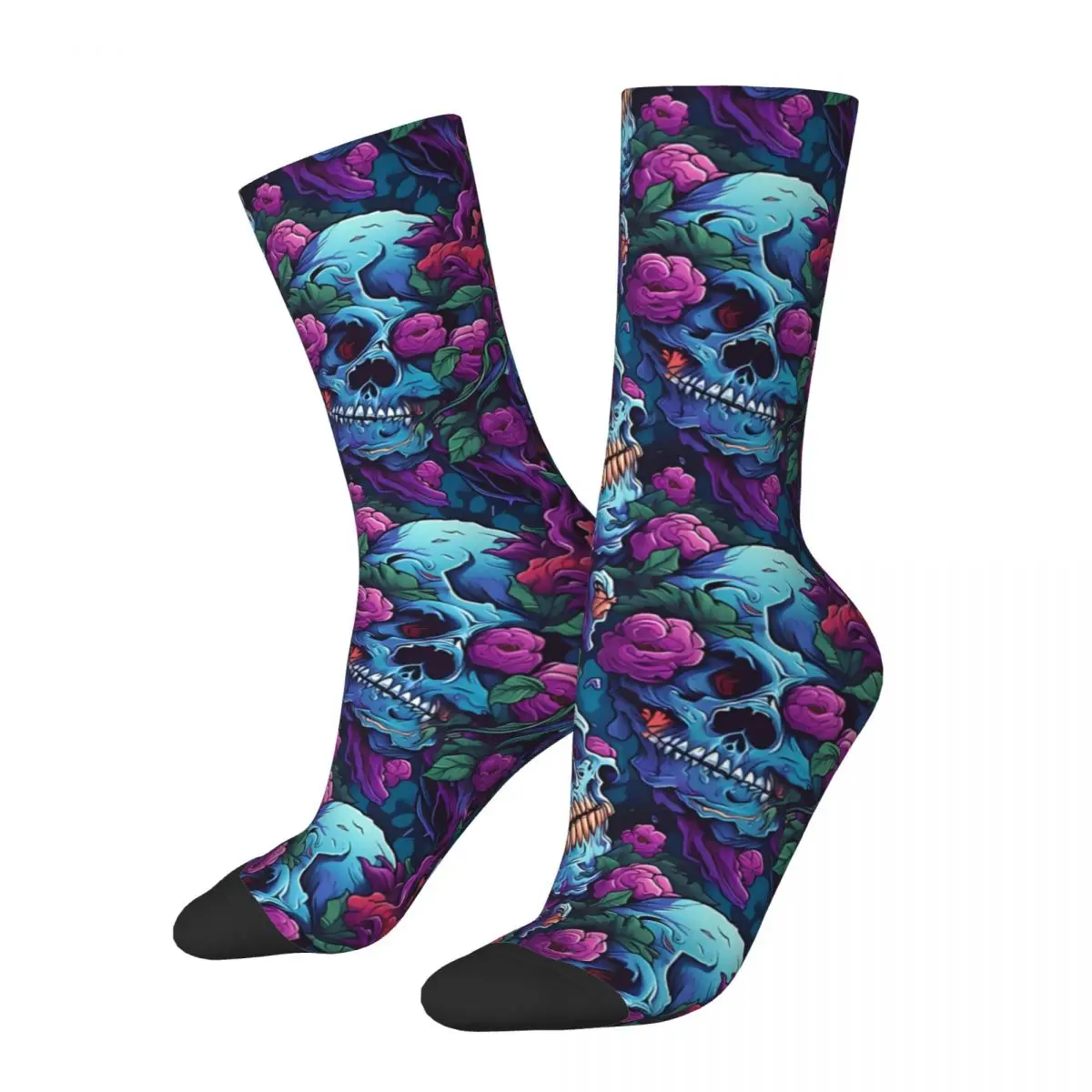 

Zombie ParadiseHorror Inspired Hawaiian Happy Men's Socks Retro Zombie Harajuku Seamless Crew Sock Gift Pattern Printed