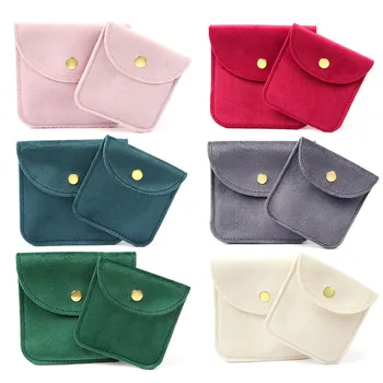 Sac à bijoux en velours portable, protection contre la poussière, poudres à bijoux, bouton pression, stockage, bague, collier, boucles d'oreilles, emballage, cadeau, 1 pièce