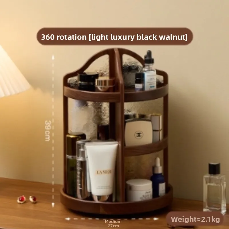 ที่เก็บเครื่องสำอางแบบหมุนได้ทำจากไม้เนื้อแข็ง, ชั้นวางของบนโต๊ะ, โต๊ะเครื่องแป้ง, แท่นวางเครื่องสำอาง, ชั้นวางโชว์เครื่องสำอางอเนกประสงค์