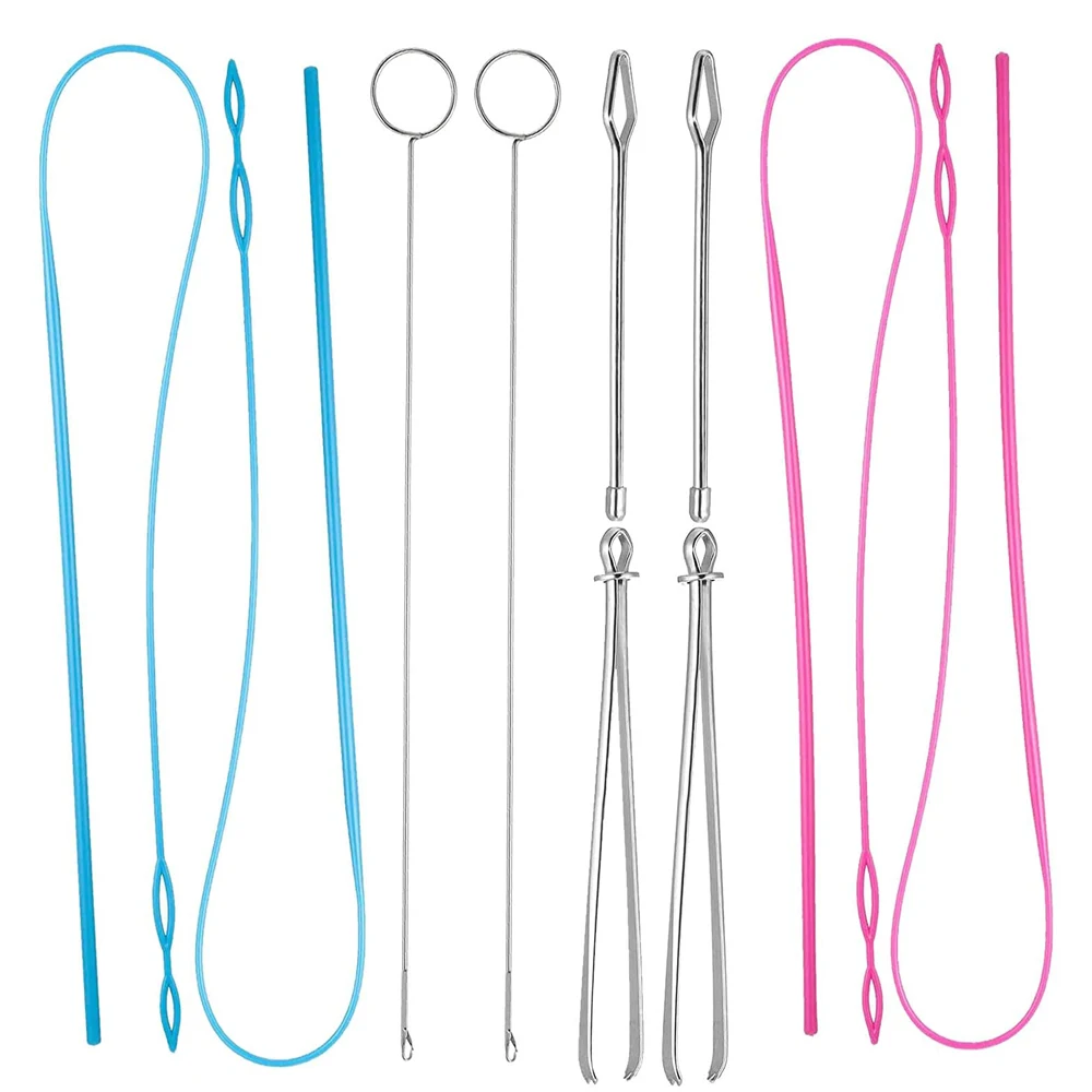 

6Pcs Drawstring Threader Replacement Set Flexible Drawstring Threader & Loop Turner & Metal Tweezers for Knitting Accessories