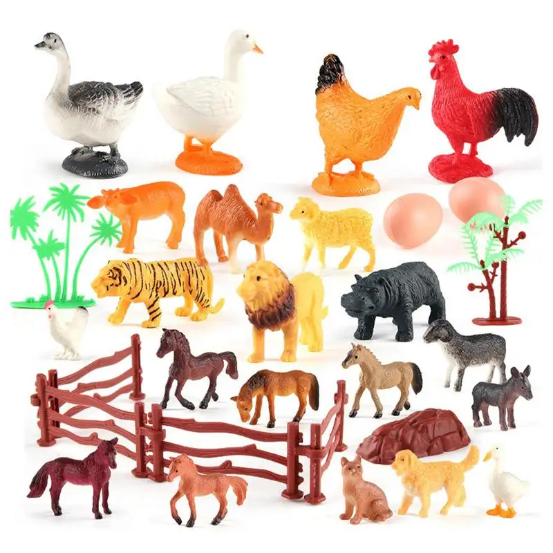 Farm Animals Figures realistic chicken duck geese cat dog donkey Animals Model Action Figure assorted toy for kids home decor