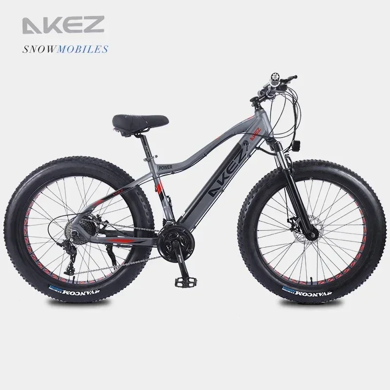 AKEZ Snow Electric bicycle 26inch Beach Fat Tire Electric bicycle 750W48V10AH Brushless Motor 27-Speed Off-Road Electric bicycle