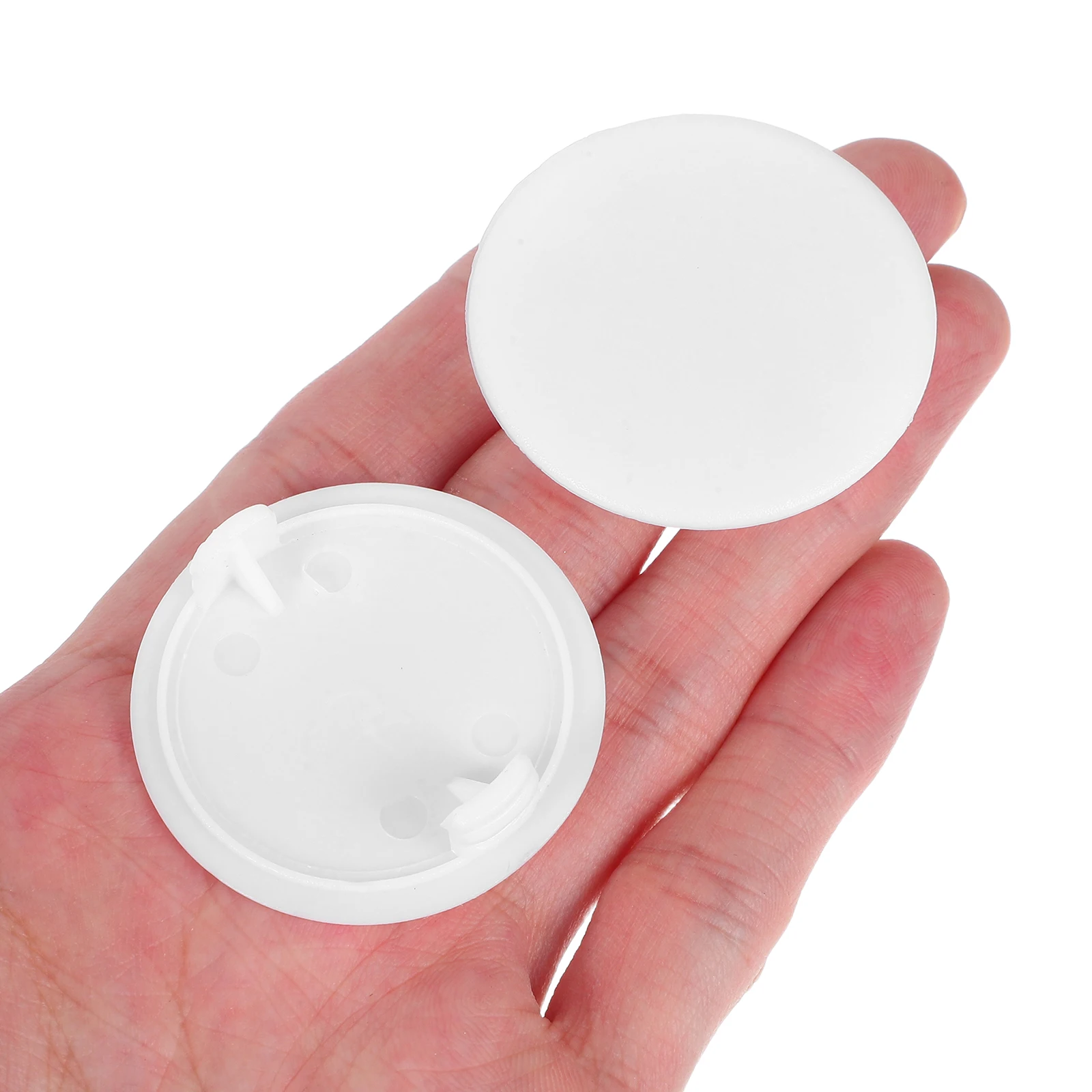 50Pcs White Plastic Hinge Hole Cover Caps Snap-in Screw Hole Plugs Cabinet Furniture Kitchen Covers Drilling Cover Plugs