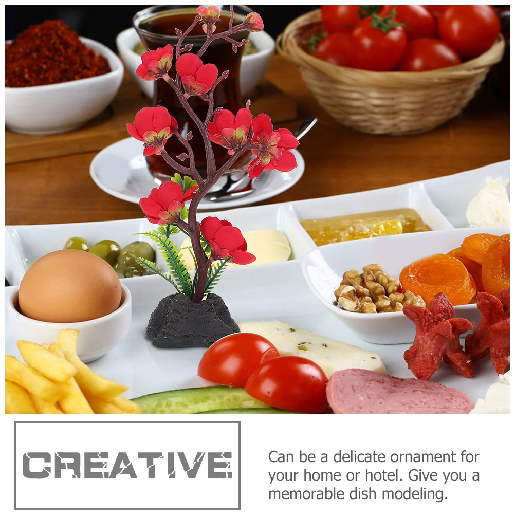 

2Pcs Artificial Flower Decoration Lifelike Sushi Plate Cold Dish Faux Plants Ornament Plate Decorative Dish Accent