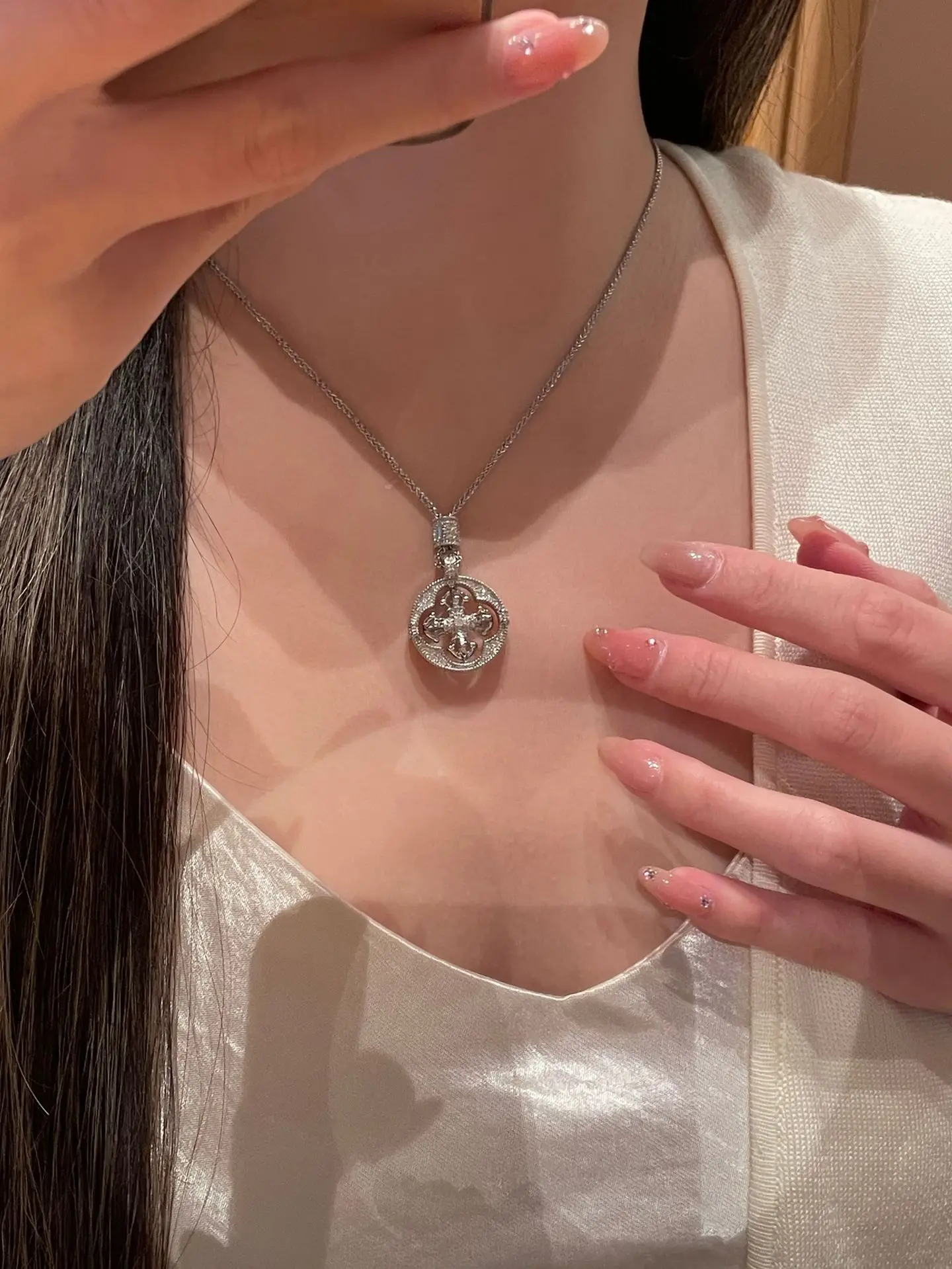 Women's Zircon Rotating Cross Necklace, Elegant Gift