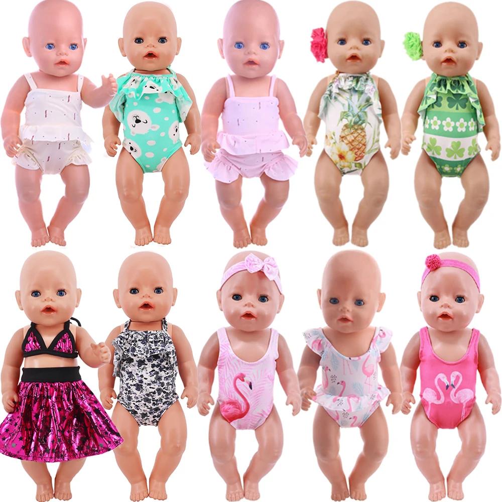 Doll Clothes Headwear+Swimsuit Accessories Fit 18 Inch & Baby Born Doll 43cm ,Toys For Girls,Our Generation