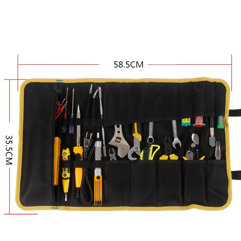 Multi-function Tool Box Bag Reel Type Woodworking Electrician Repair Canvas Portable Storage Instrument Case