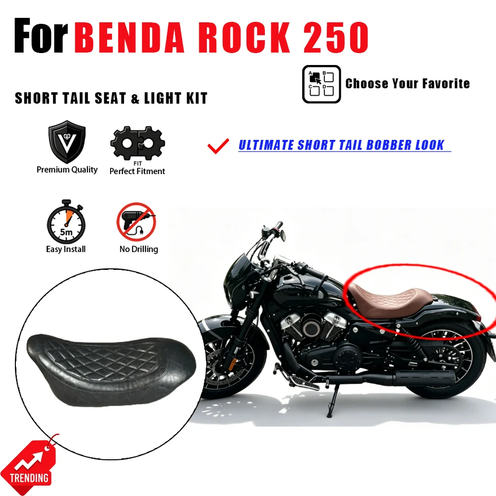 

For Benda Rock 250 Modified Seat Cushion Short Tail Fairing Integrated Rear Tail Light Accesorios Moto Asiento Guardabarros