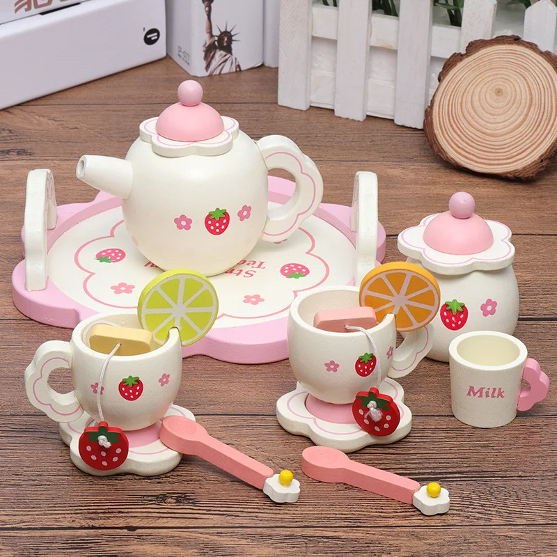 Wooden Children Simulation Home Afternoon Tea Set Kitchen Toys Role Play Parent-child Interaction