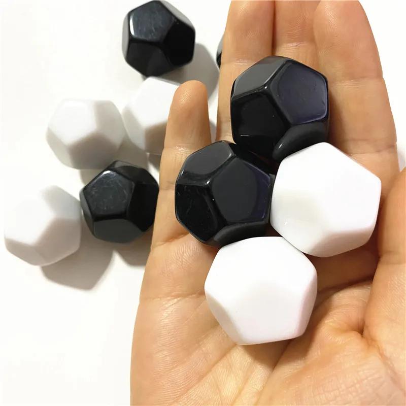 10Pcs Acrylic D12 23mm Blank White Black Color Dice 12-Sided For Board Games Accessories