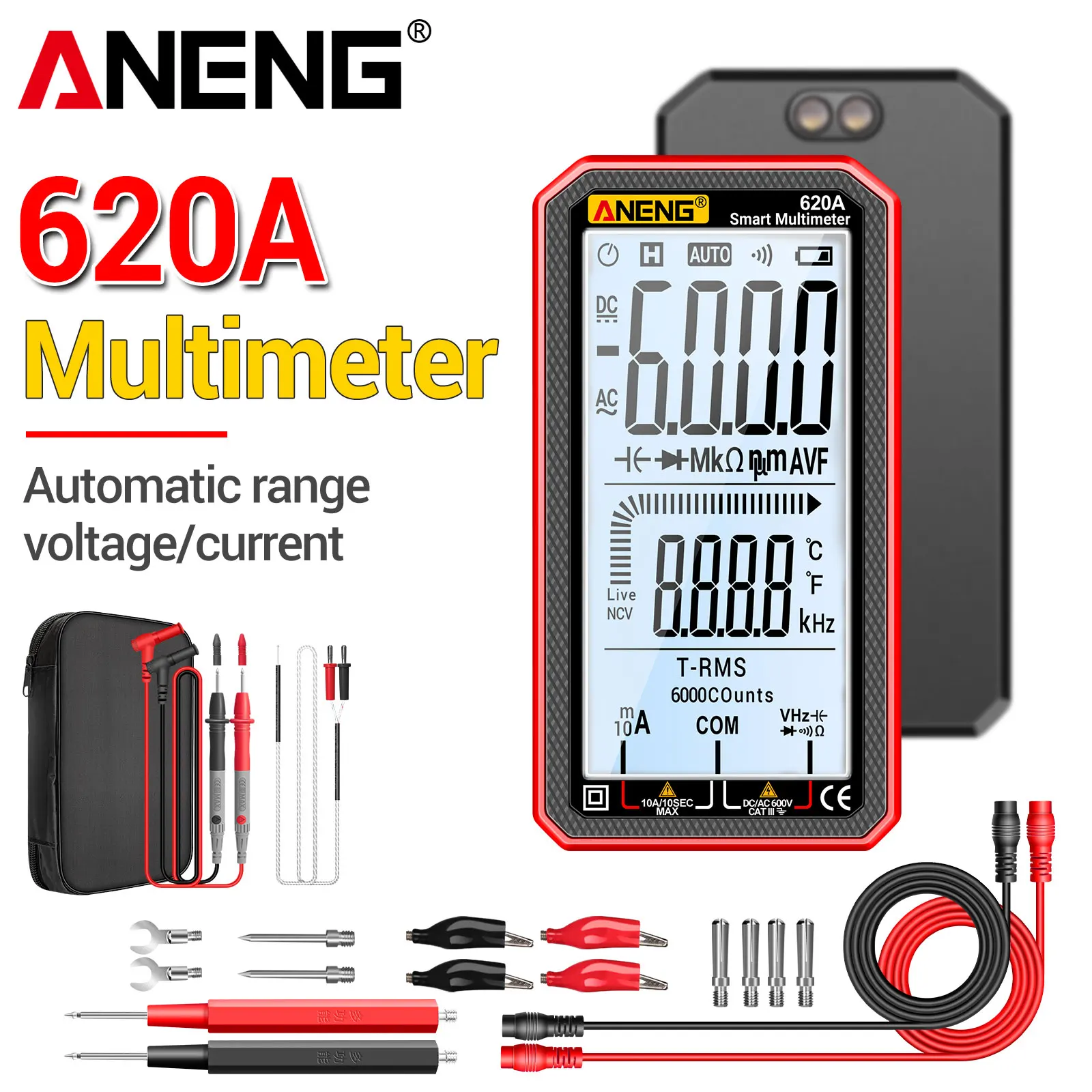 ANENG 620A  Digital Smart Multimeter Transistor Testers 6000 Counts True RMS Auto Electrical Capacitance Meter Temp Resistance t