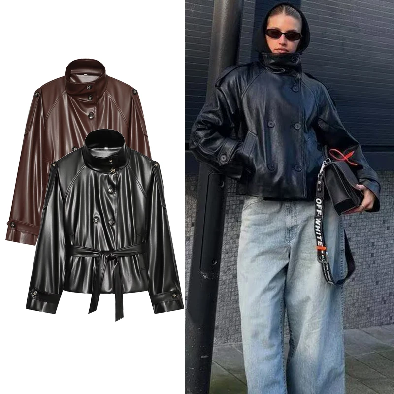 Autumn Women's Jackets 2026 New PU Leather Fashion Women's Coats Chic Youth Unique Loose Warm Outerwear Coats Street Blouse