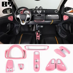 For Mercedes-Benz Smart 451 Fortwo 2009-2015 ABS Pink Style gearshift Panel Door handles Decoration Accessories Interior Sticker