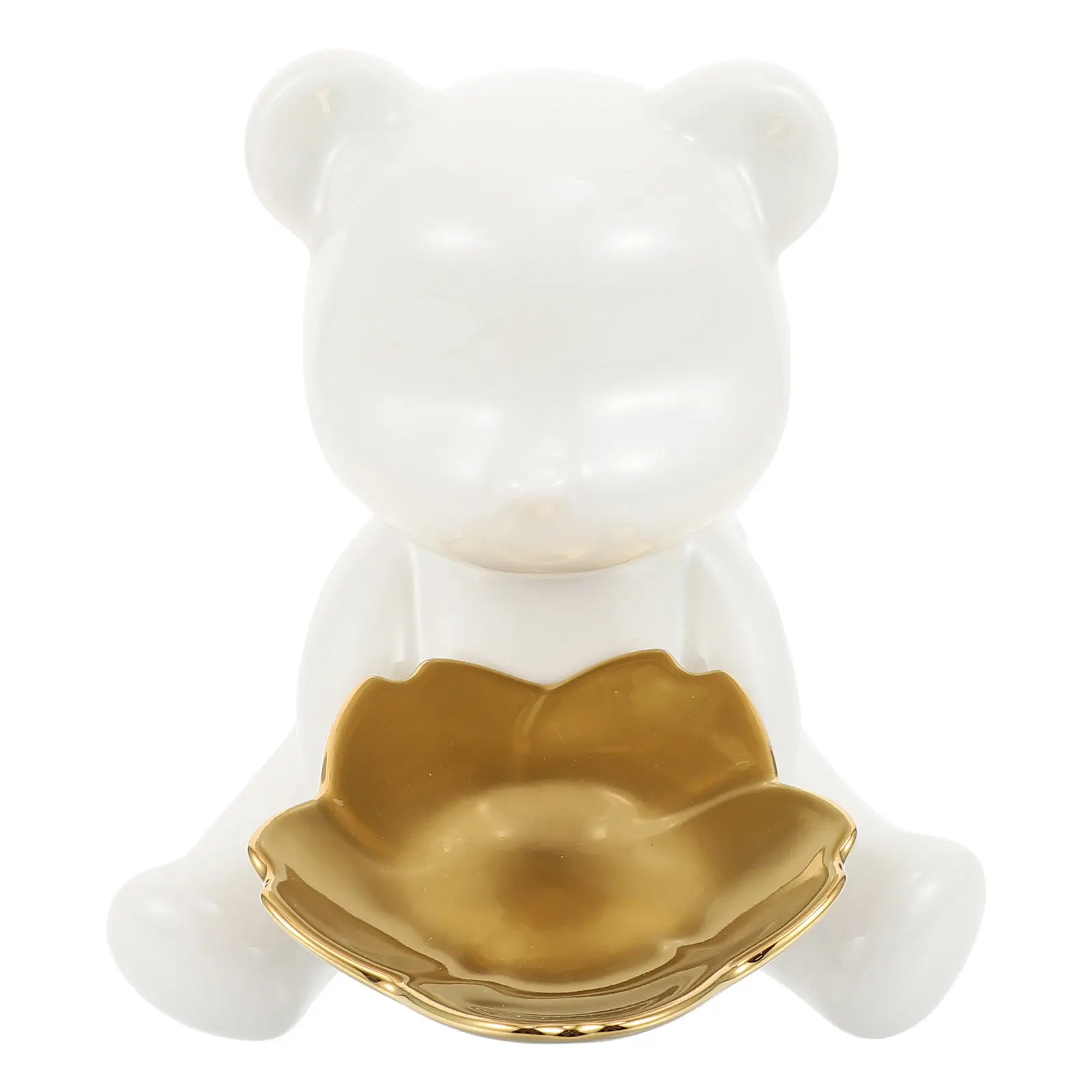 

Керамическая тарелка-медвежонок для хранения, белая, креативный настольный декор, подставка для мелочей, украшение для дома и офиса