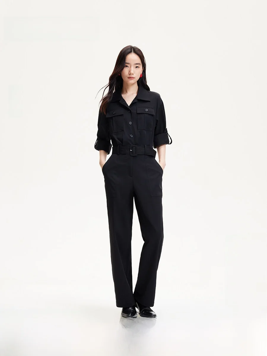 

Women's Casual One-Piece Spring Waist-Cinching Slimming Commute Versatile High-Waisted Long Pants Polyester Blend