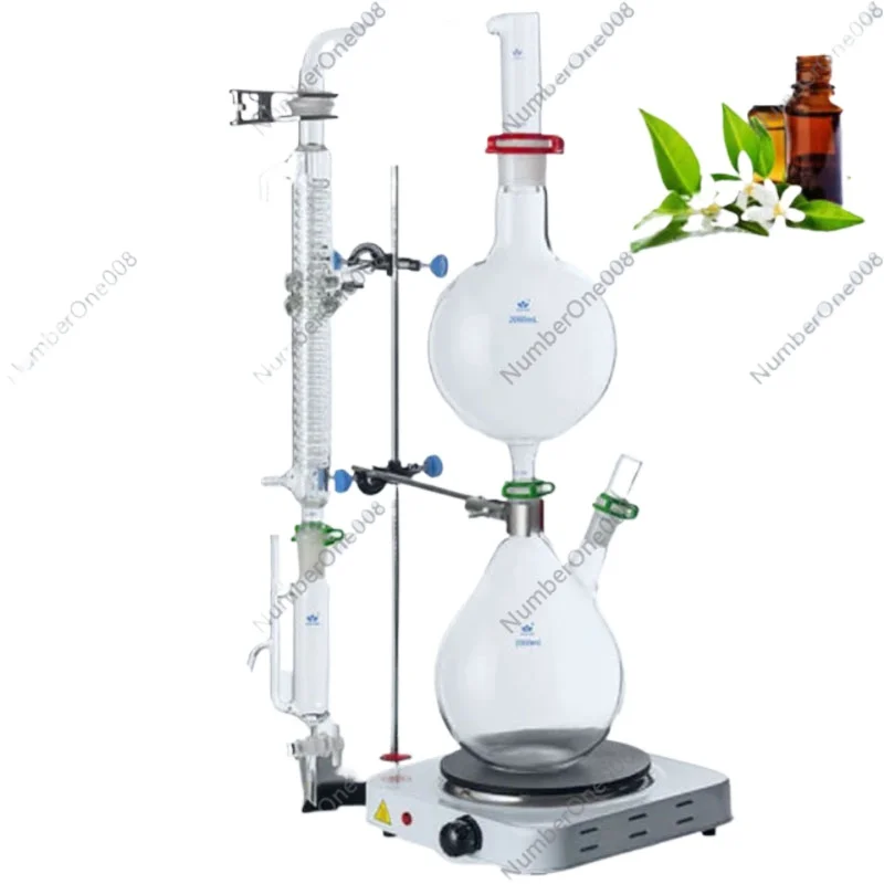 Essential Oil Extraction Separator Device 1000/2000ml Hydrosol Distillation Equipment Graham Condenser