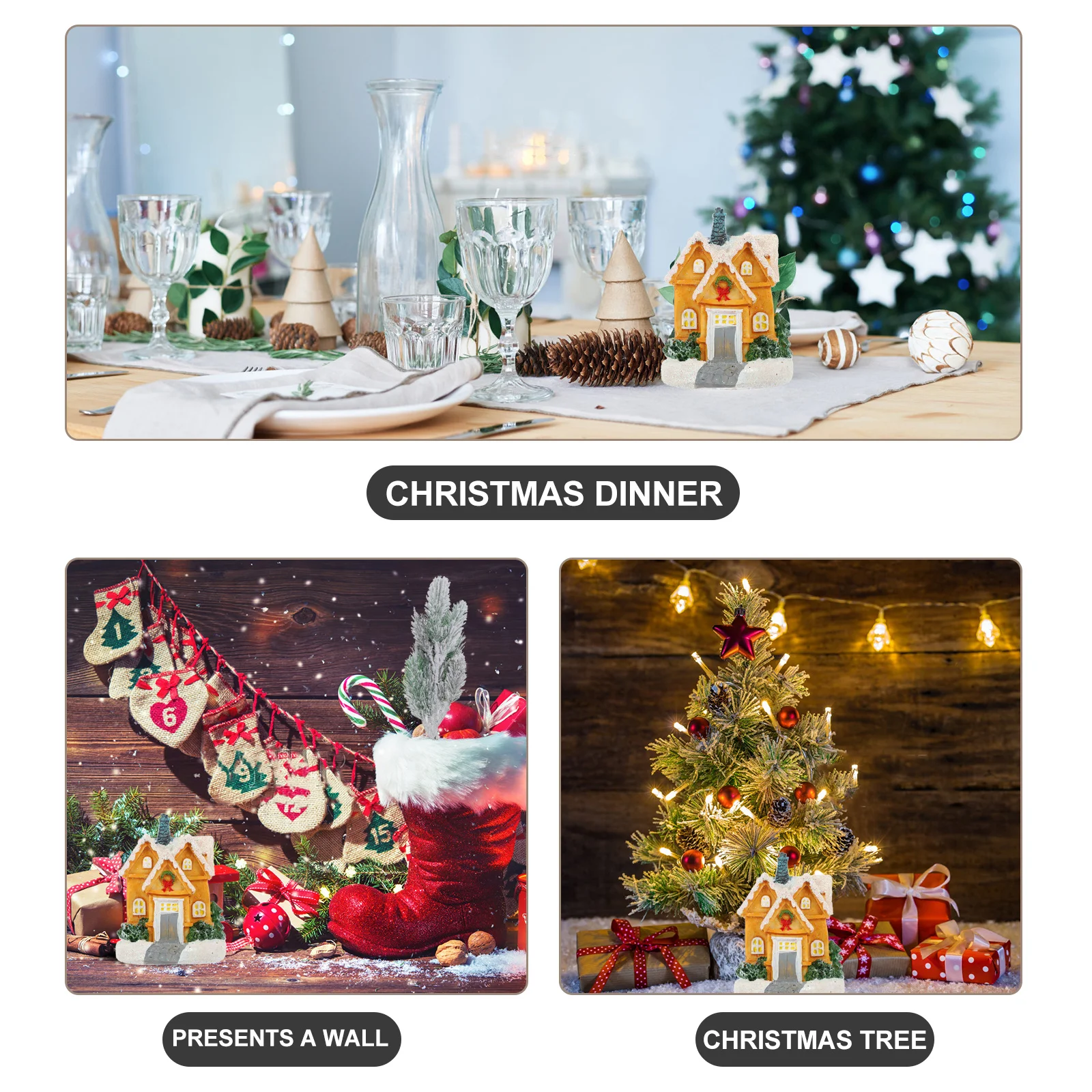 

Luminous Resin Micro Decor Christmas Mini Landscape Adornment for Desktop Entryway Shelf Holiday Season Party Favors