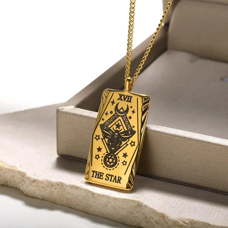 Stainless Steel Vintage Tarot Necklace For Women Men Gold Color Empress Goddess Amulet Pendant Necklace Fashion Jewlery Gift New