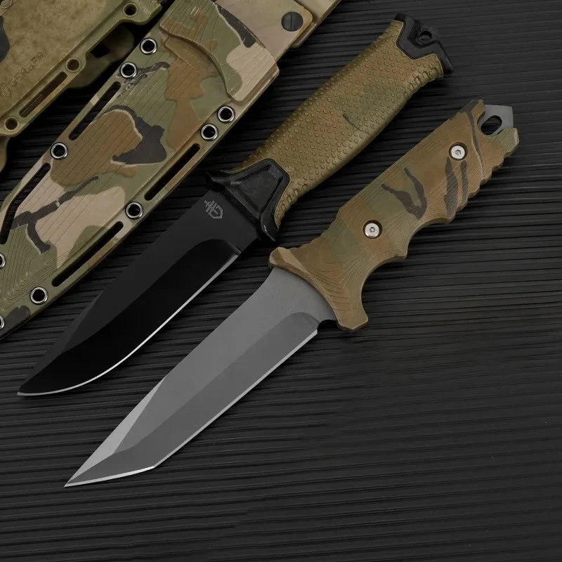 Cuchillo de hoja fija militar GB 1500 para exteriores, hoja 3CR13, cubierta de fibra de vidrio FRN, mango, cuchillos de supervivencia para caza, herramientas de combate táctico