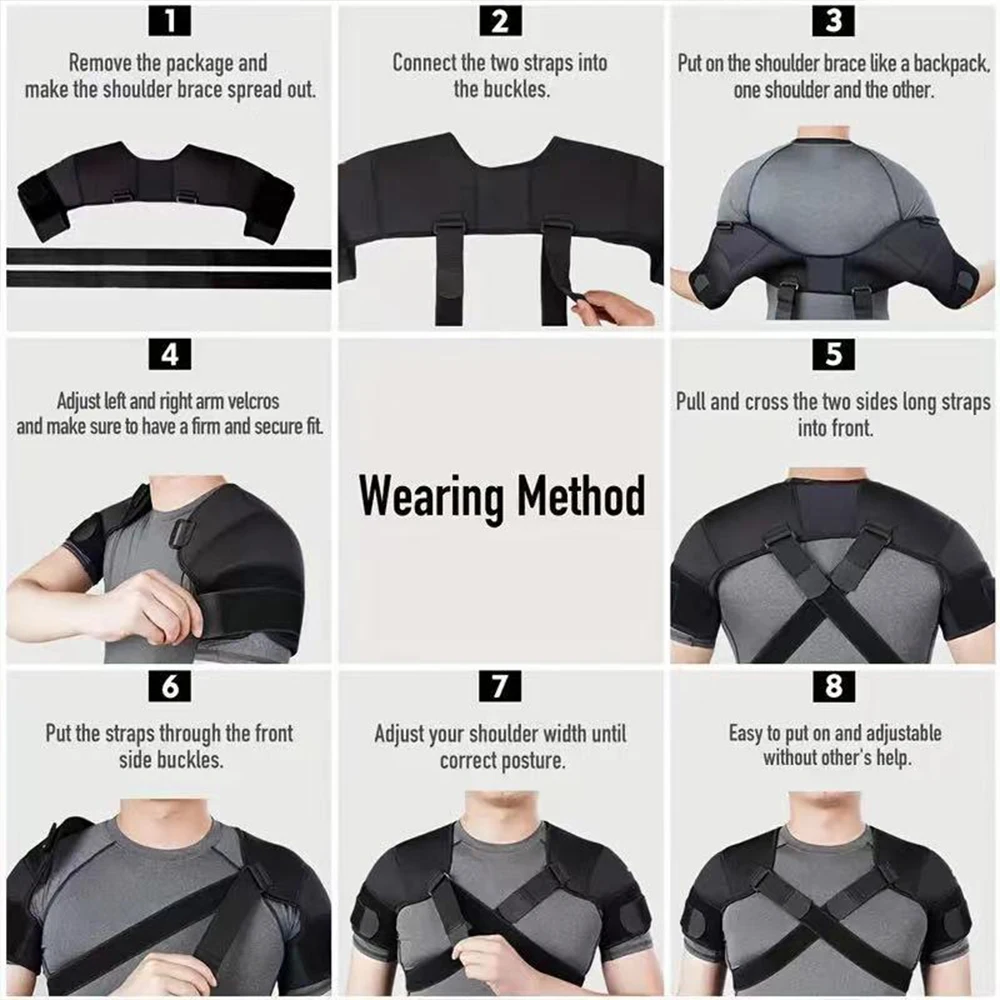 Adjustable Shoulder Support Strap Double Bandage Cross Compression Shoulder Brace Protector Strap Posture Correction Bandage