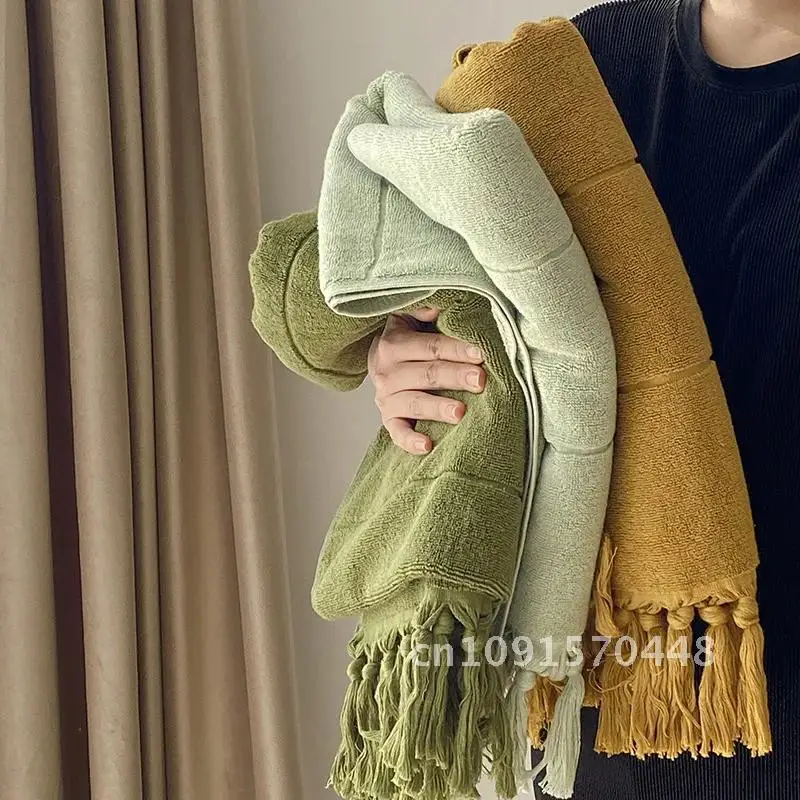 70x140CM Tassel Turkey Bath Towel Plush Washcloth Washed Worsted Cotton Soft Absorbent Bathroom Towels For Man Women Drop ship