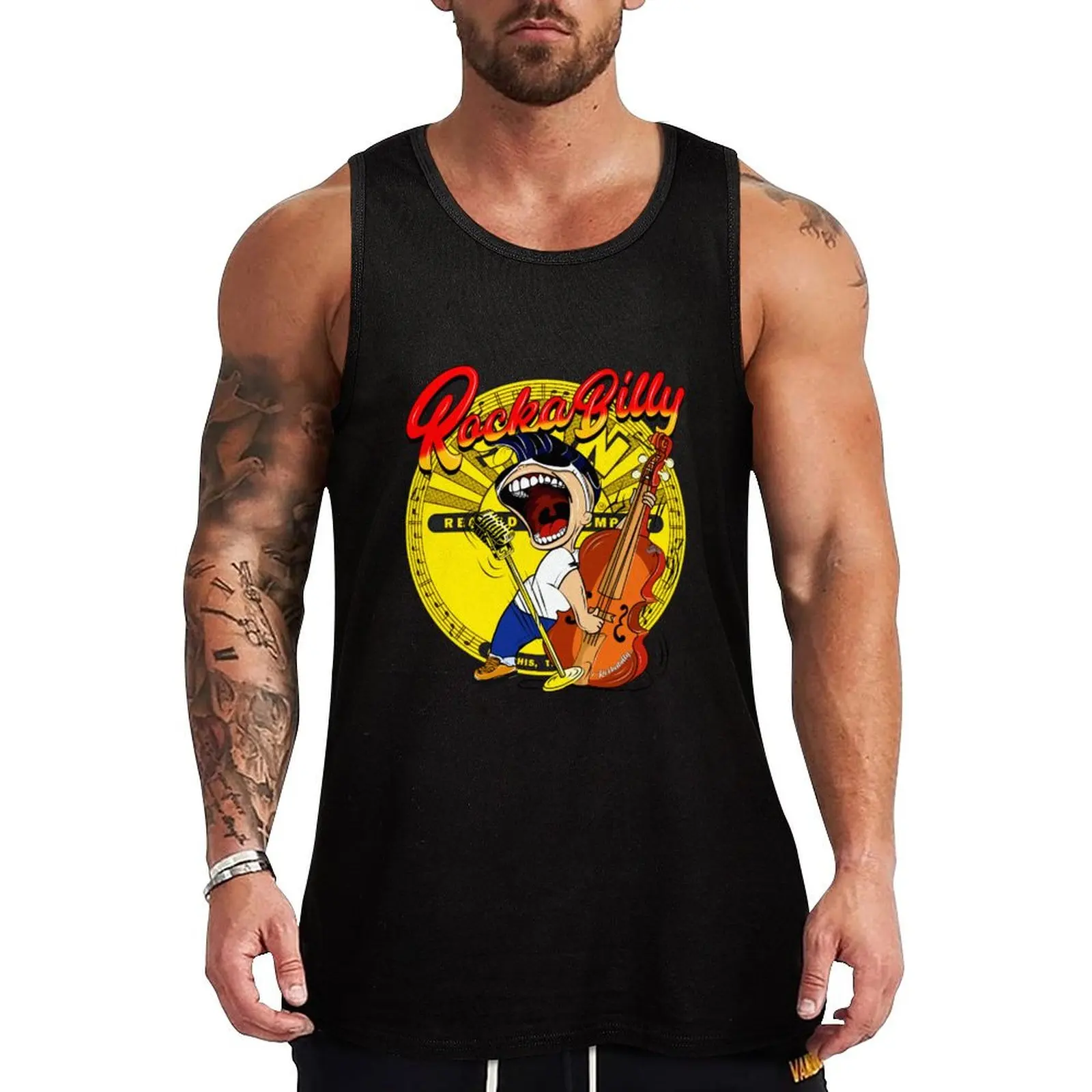 

Rockabilly Bass Player Tank Top man vest Top summer Sports shirt man