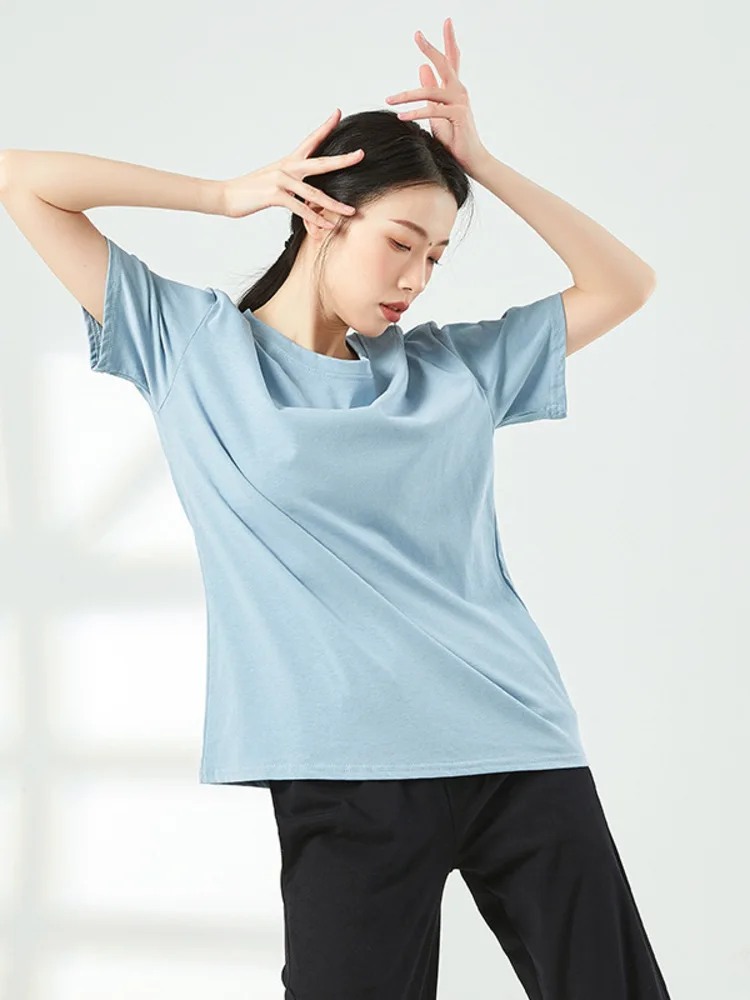 

Belly Dance Sports T-shirt and Woloose Fitting for Practice Short Sleeved Modern Dance Summer Top Elegant Strip Pole Dance