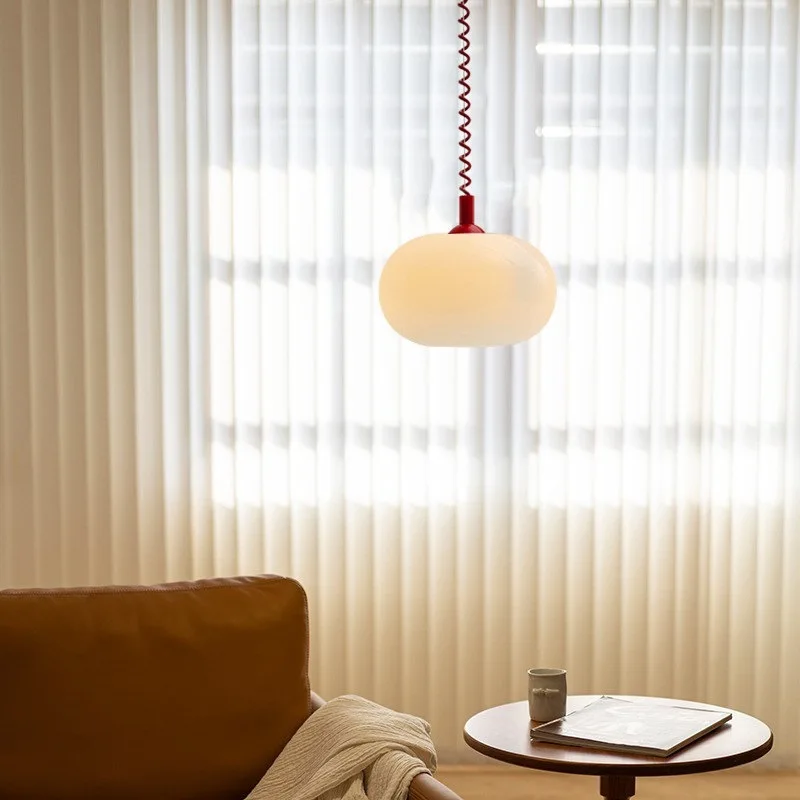 Stretchable chandelier dopamine color creative dining table Korean atmosphere light bar window glass chandelier