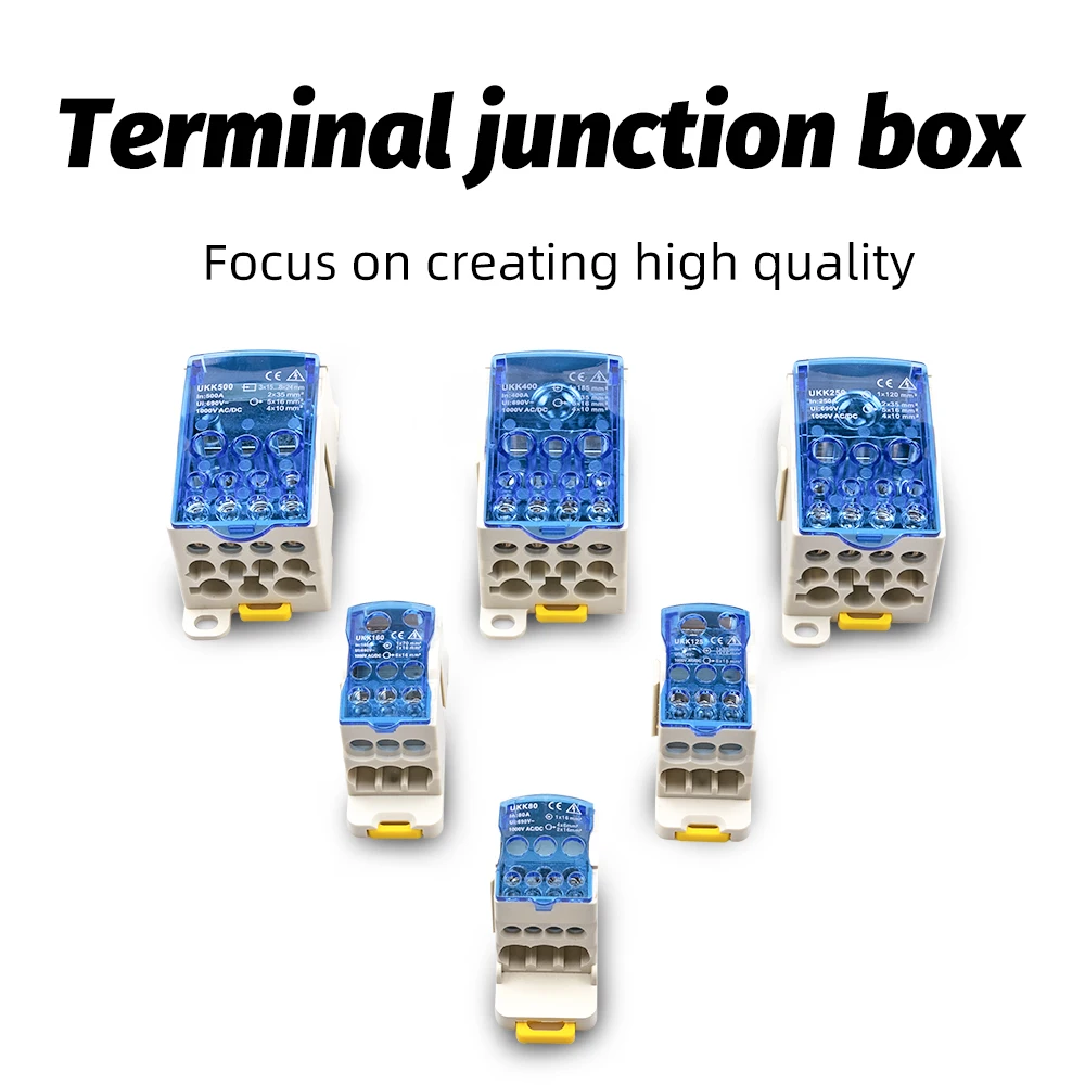 

80A/125A/160A/250A/400A Distribution Box One In Several Out Power Wire Electrical Connector Junction Din Rail Terminal Block UKK