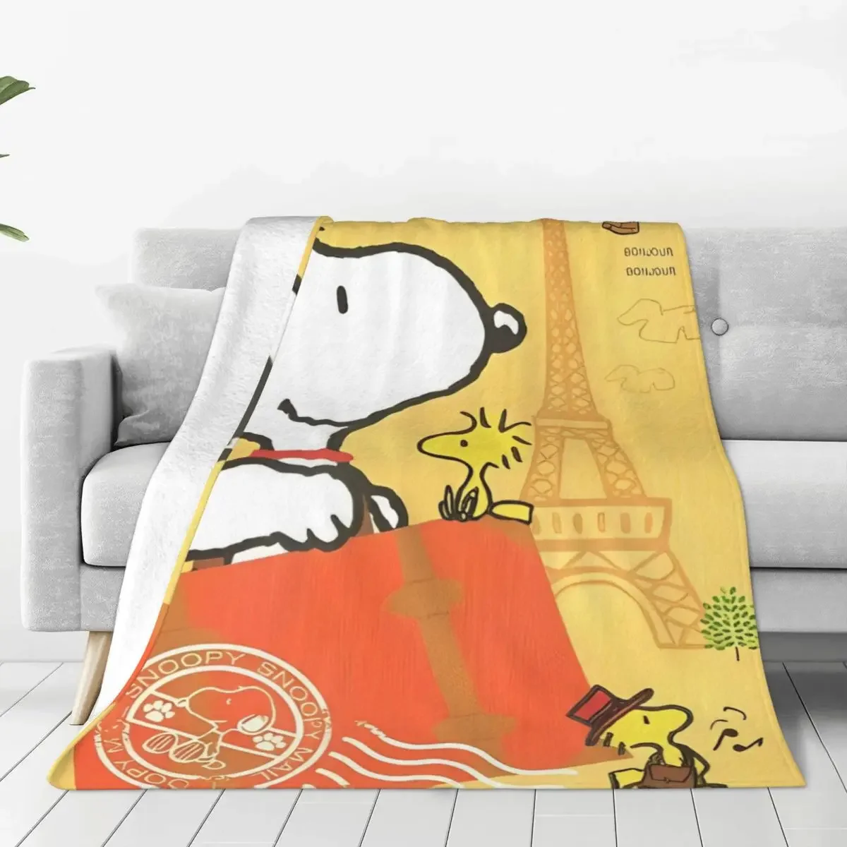 Peanuts Snoopy Woodstock Travel Blankets Cartoon Cute Flannel Awesome Warm Throw Blanket for Bedding Lounge Decoration Car