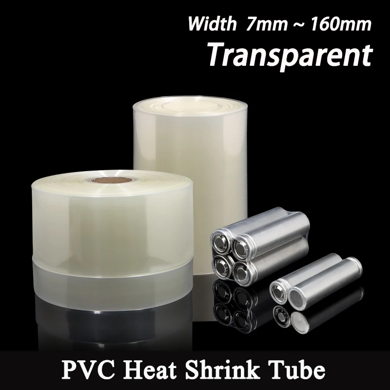 1m ~ 20m PVC Heat Shrink Tube Transparent 7mm ~ 160mm 18650 Lithium Battery Pack Insulated Film Wrap Case Protector Cable Sleeve