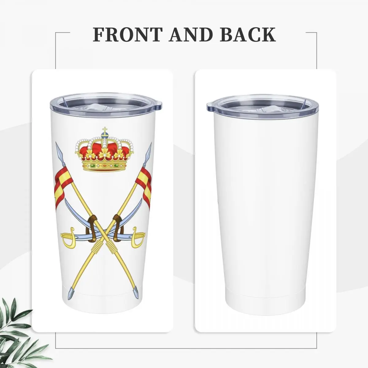 Stainless Steel Tumbler Spanish Army Cavalry Forces Mugs Cup With Straws Spain Flag Cold and Hot Water Bottle Large Coffee Mug