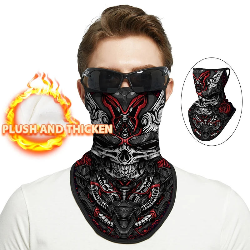 Winter Motorcycle Riding Velvet Funny Ear Hanging Face Scarf Men Windproof Cold-proof Ski Mask Full Face Warm Women Neck Cover