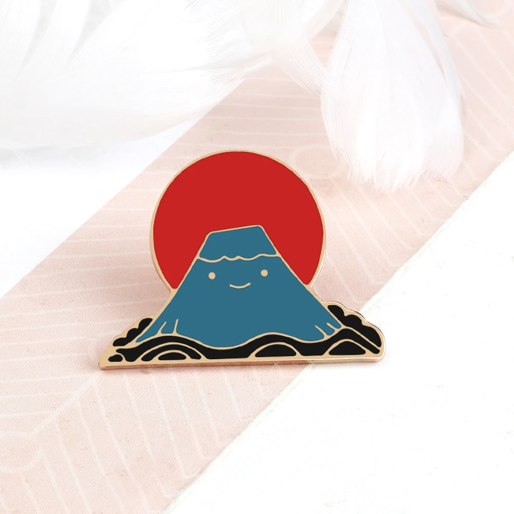 جميلة السماء الشمس القمر البحر موجة بركان المينا دبابيس موضة الجمال الطبيعي مشهد دبابيس معطف التلبيب دبوس شارات مجوهرات هدية #5